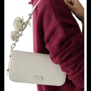 Kate Spade NWT Liv Crinkle Patent Shoulder Bag 3d Floral Strap